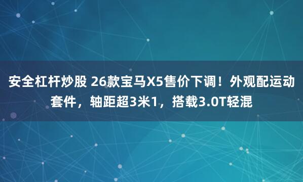 安全杠杆炒股 26款宝马X5售价下调！外观配运动套件，轴距超3米1，搭载3.0T轻混