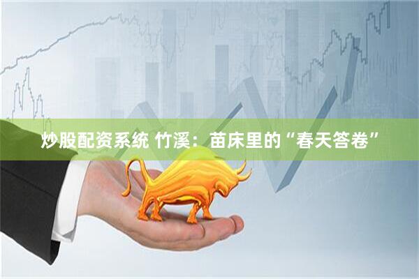 炒股配资系统 竹溪：苗床里的“春天答卷”
